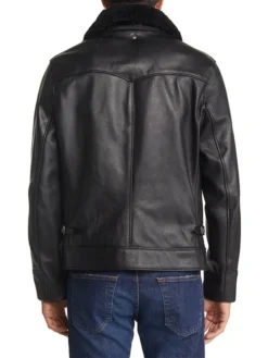 Jonson Mens Leather Shearling Jacket Back