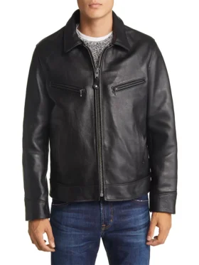 Jonson Mens Leather Shearling Jacket Collar