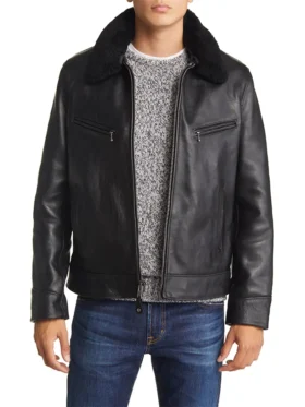 Jonson Mens Leather Shearling Jacket Main