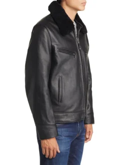 Jonson Mens Leather Shearling Jacket Side