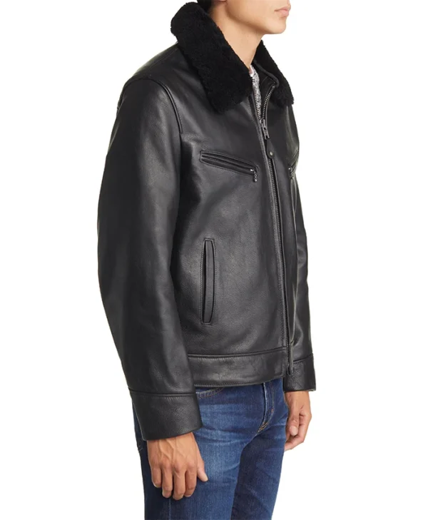 Jonson Mens Leather Shearling Jacket Side