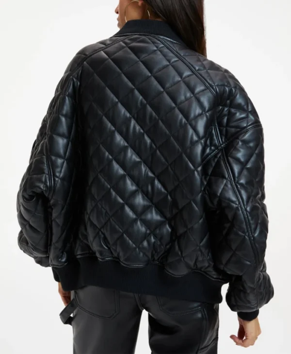 Julia Quilted Bomber Leather Jacket Back