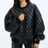 Julia Quilted Bomber Leather Jacket Main
