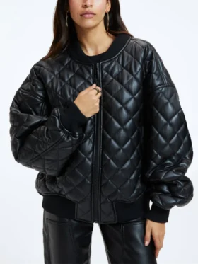 Julia Quilted Bomber Leather Jacket Main