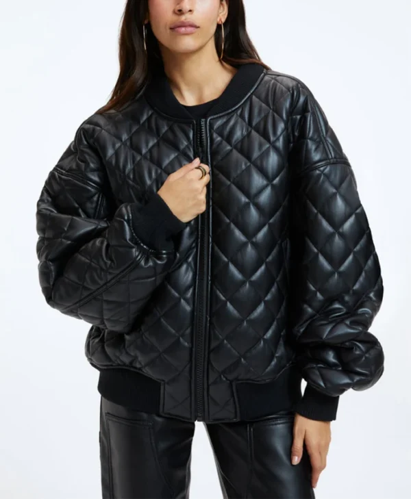 Julia Quilted Bomber Leather Jacket Main