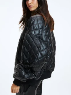 Julia Quilted Bomber Leather Jacket Side