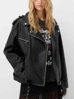 Kate Women Black Moto Leather Jacket
