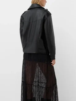 Kate Women Black Moto Leather Jacket Backside