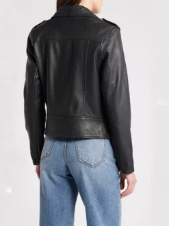 Lana Women Leather Motorcycle Jacket Black Studded Back