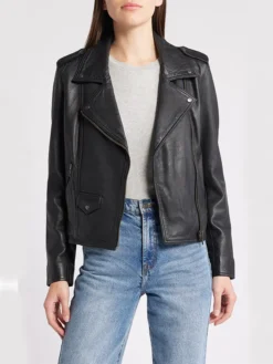 Lana Women Leather Motorcycle Jacket Black Studded Main