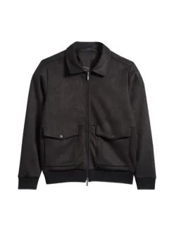Lawrence Black Suede Bomber Jacket Front