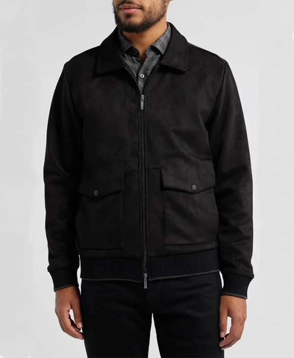 Lawrence Black Suede Bomber Jacket Main