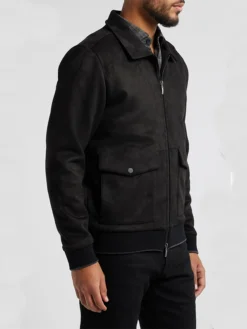 Lawrence Black Suede Bomber Jacket Side