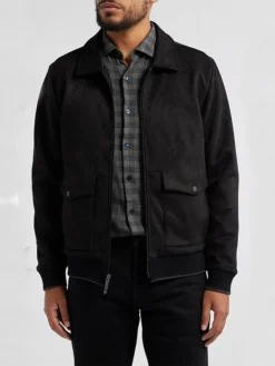 Lawrence Black Suede Bomber Jacket Zipper