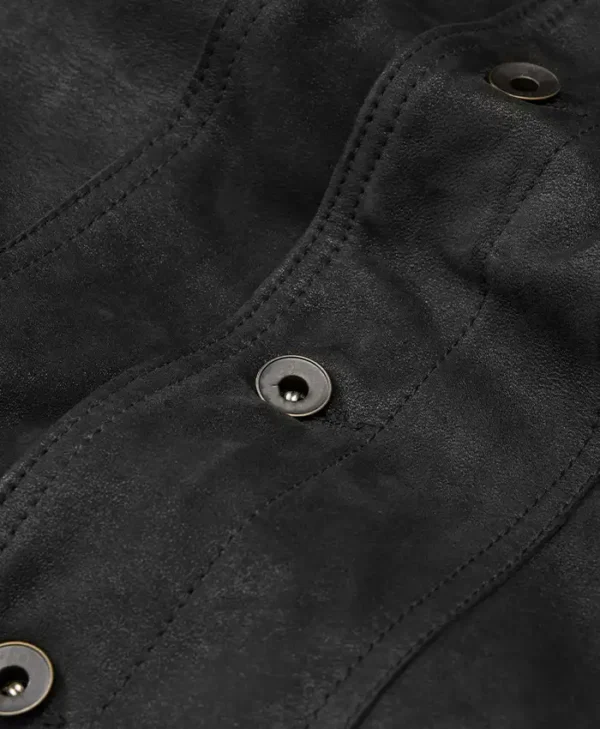 Leather Trucker Jacket Back Buttoned