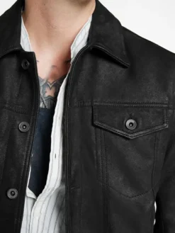 Leather Trucker Jacket Pockets