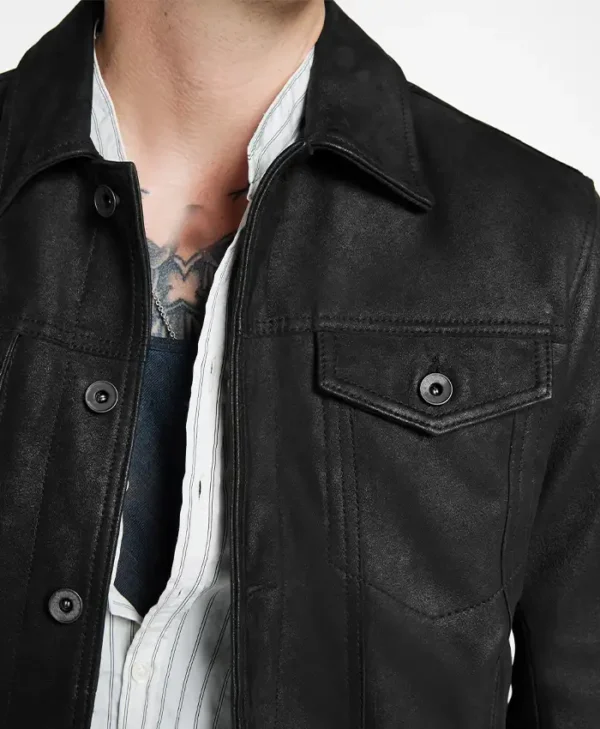 Leather Trucker Jacket Pockets