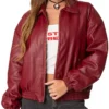 Lily Maroon Bomber Jacket Women Main