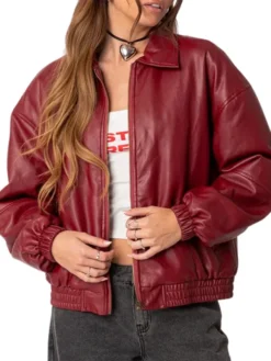 Lily Maroon Bomber Jacket Women Style