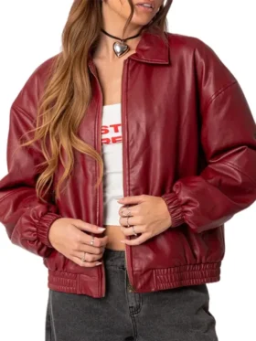 Lily Maroon Bomber Jacket Women Style