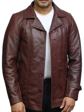 Lincoln Brown Leather Vintage Jacket Buttoned