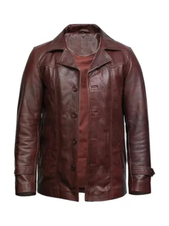 Lincoln Brown Leather Vintage Jacket Front