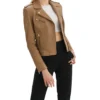 Lora Womens Beige Leather Jacket Style
