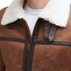 Mens Aviator Leather Jacket Collar