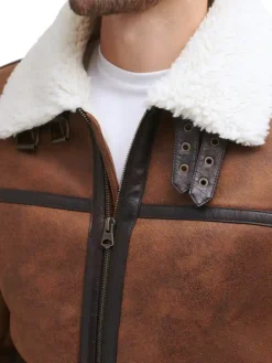 Mens Aviator Leather Jacket Collar