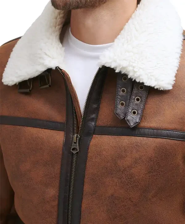 Mens Aviator Leather Jacket Collar