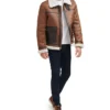 Mens Aviator Leather Jacket Stand Up
