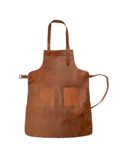 Mens BBQ Kitchen Leather Apron Cooking Front