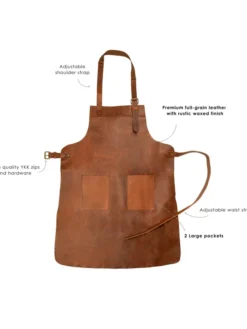 Mens BBQ Kitchen Leather Apron Cooking Spec