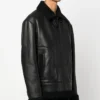 Mens Black Skull Printed B3 Sheepskin Jacket Side