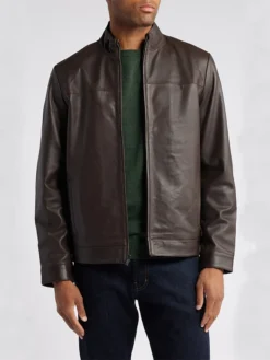 Mens Brown Leather Jacket Main