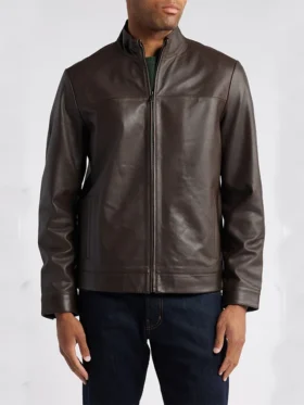Mens Brown Leather Jacket Zipper