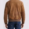 Mens Brown Suede Bomber Jacket Back