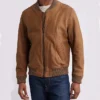 Mens Brown Suede Bomber Jacket Style