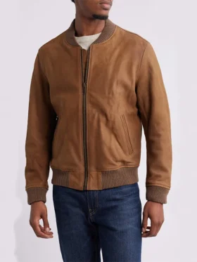 Mens Brown Suede Bomber Jacket Style