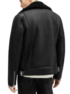 Mens Dark Black Leather Jacket Back
