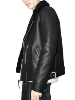 Mens Dark Black Leather Jacket Sleeves