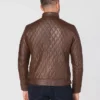 Mens Diamond Quilted Leather Jacket Back