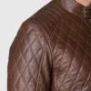 Mens Diamond Quilted Leather Jacket Shoulders