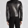 Mens Gm Black Leather Biker Jacket Back