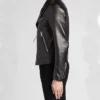 Mens Gm Black Leather Biker Jacket Side