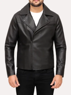 Men’s Herry Black Leather Moto Jacket Main