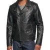 Mens Kenrick Black Slim Fit Leather Biker Jacket Main