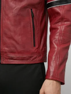 Mens Quilted Stripes Cafe Racer Jacket Sleeves