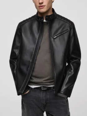 Morgan Cafe Racer Mens Leather Black Jacket Main