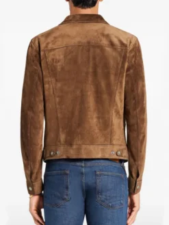 Morison Mens Brown Suede Leather Jacket Back